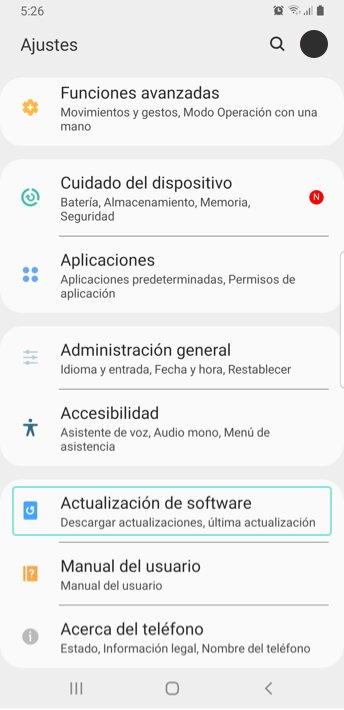 Actualizar software